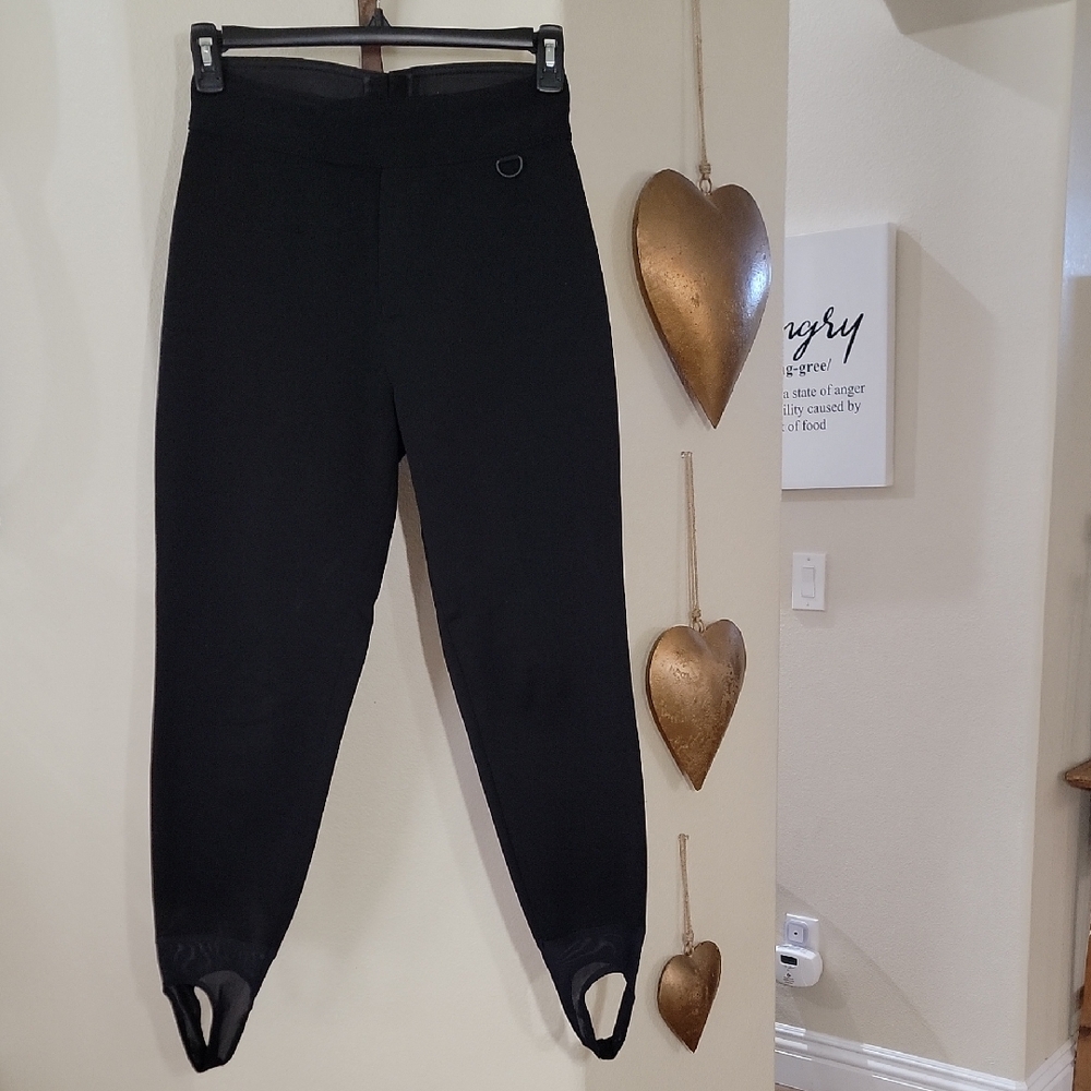 SCHOELLER SWITZERLAND SKIFANS Stretch Stirrup Wool Blend Ski Pants Blk Sz 10reg